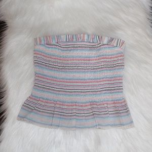 Cotten Candy LA,  Cropped Striped Tube top smocked ....